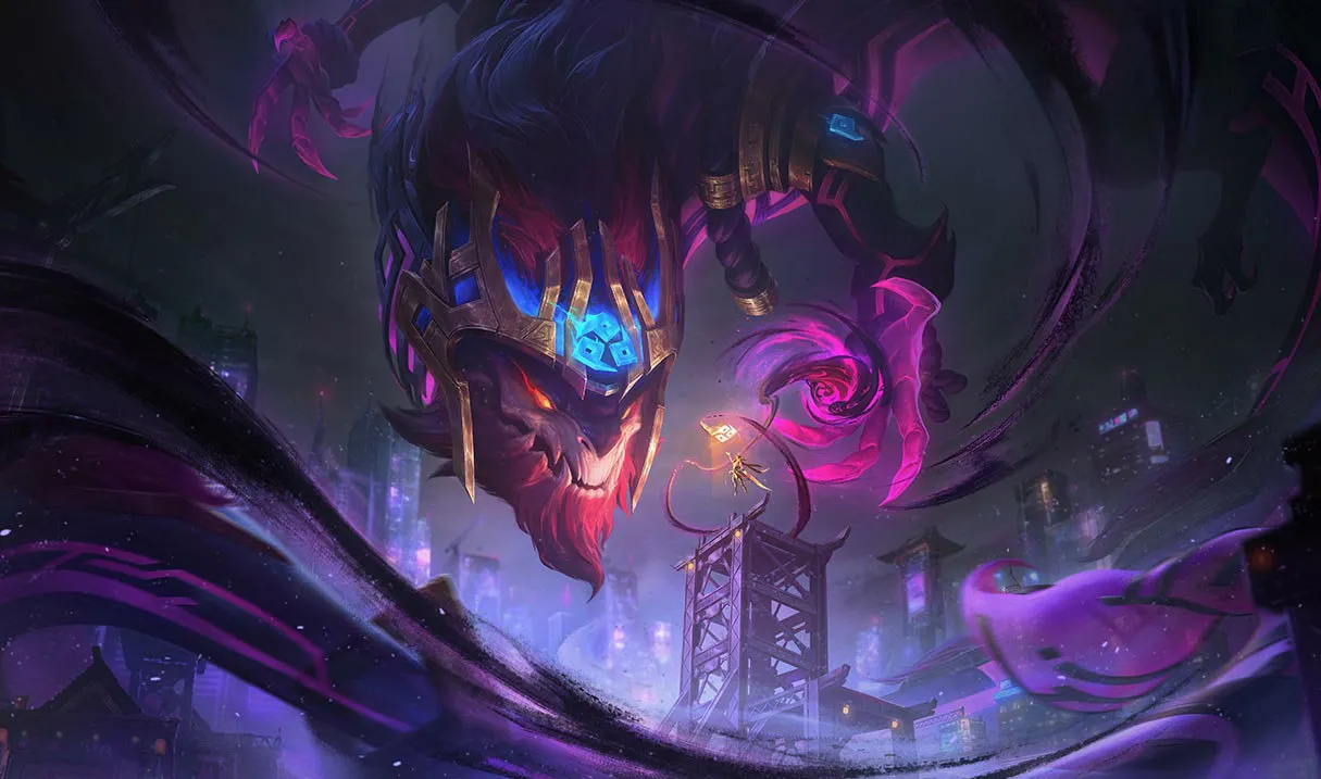 Aurelion Sol looking at a tiny human on top of a tower.